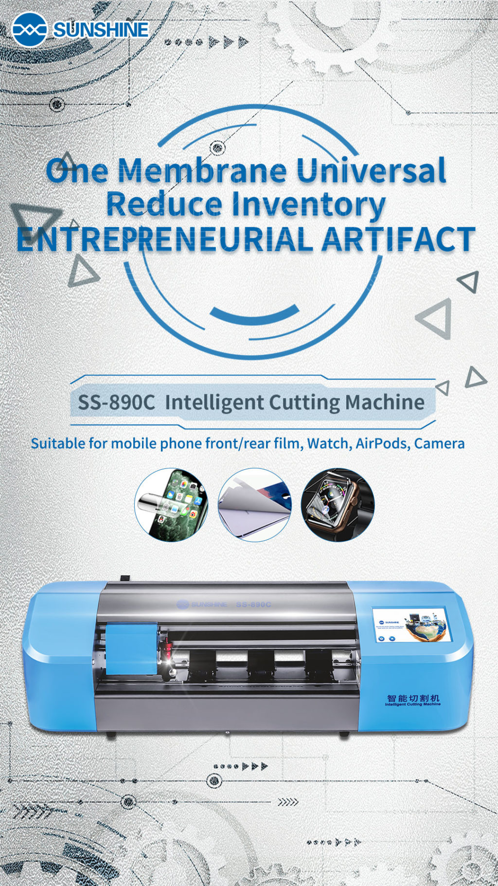 Hydrogel Film Cutting Machine Sunshine SS890C + 30 Free Membrane